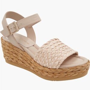 Andre Assous Cream Woven Wedge Sandals